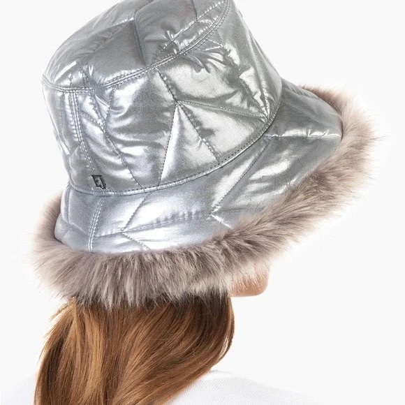 Eric Javits Silver Invincible Winter Puffer Bucket Hat NWT - Picture 4 of 10